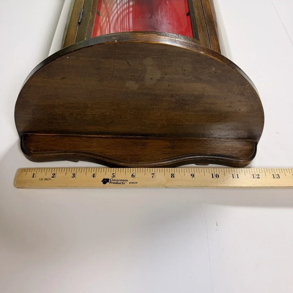 Curved Glass Solid Wood Curio Cabinet Wall Mount Display Case 19x12 Small Unique